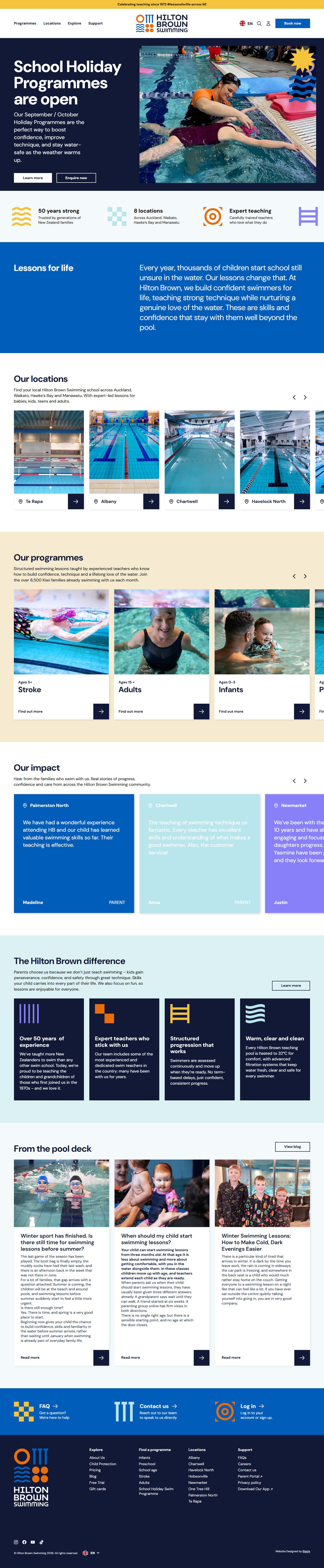 Hilton Brown Swimming homepage