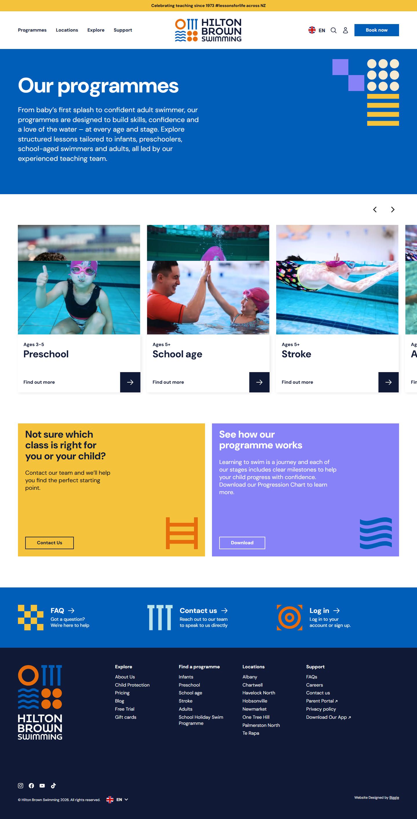 Hilton Brown Swimming: class listing