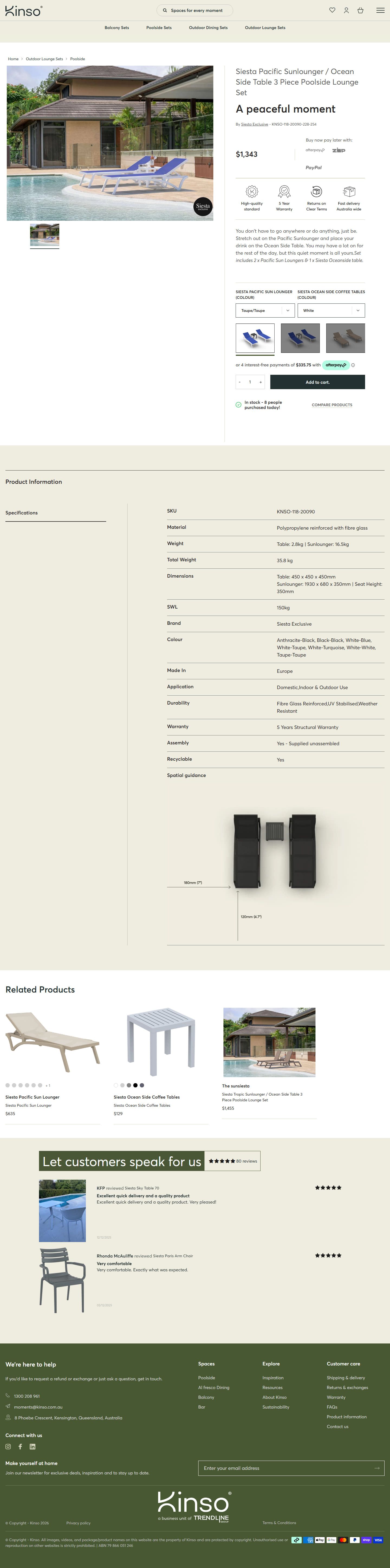 Kinso: product detail page