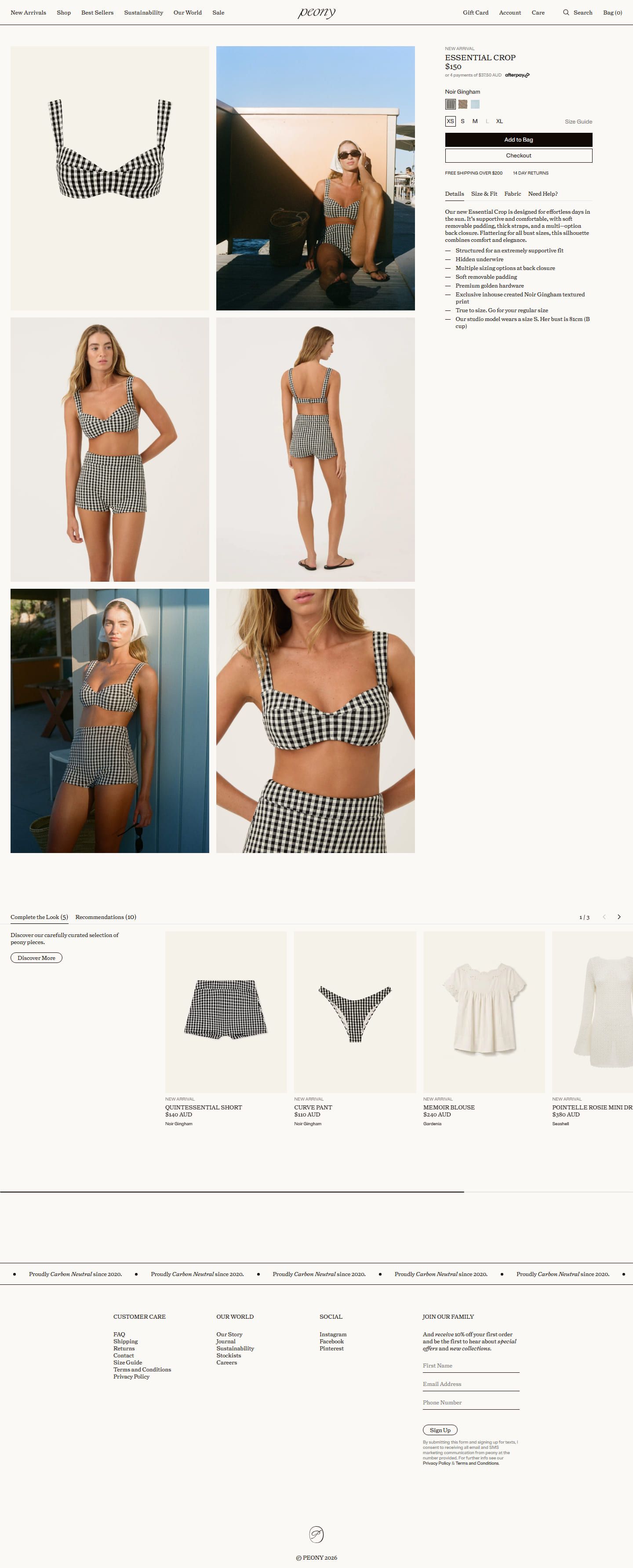 Peony Swimwear: product detail page