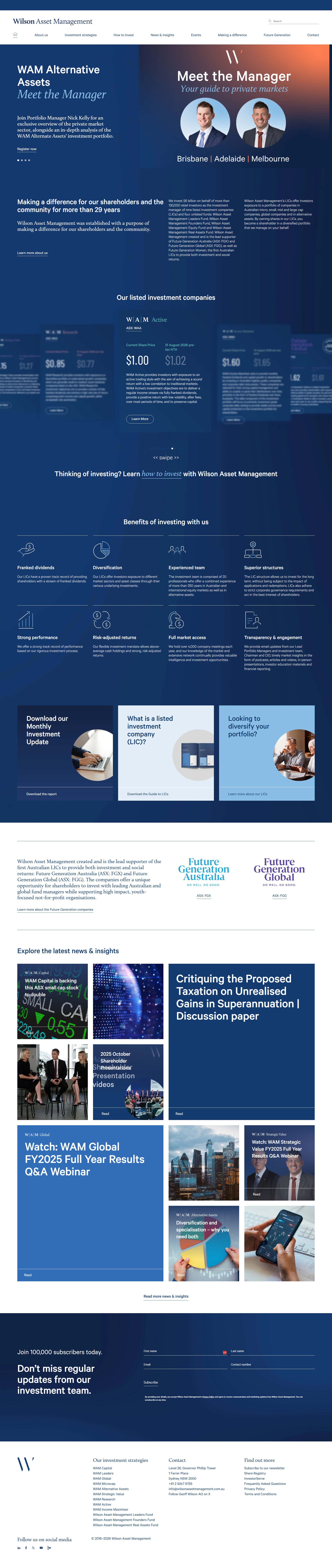 Wilson Asset Management homepage