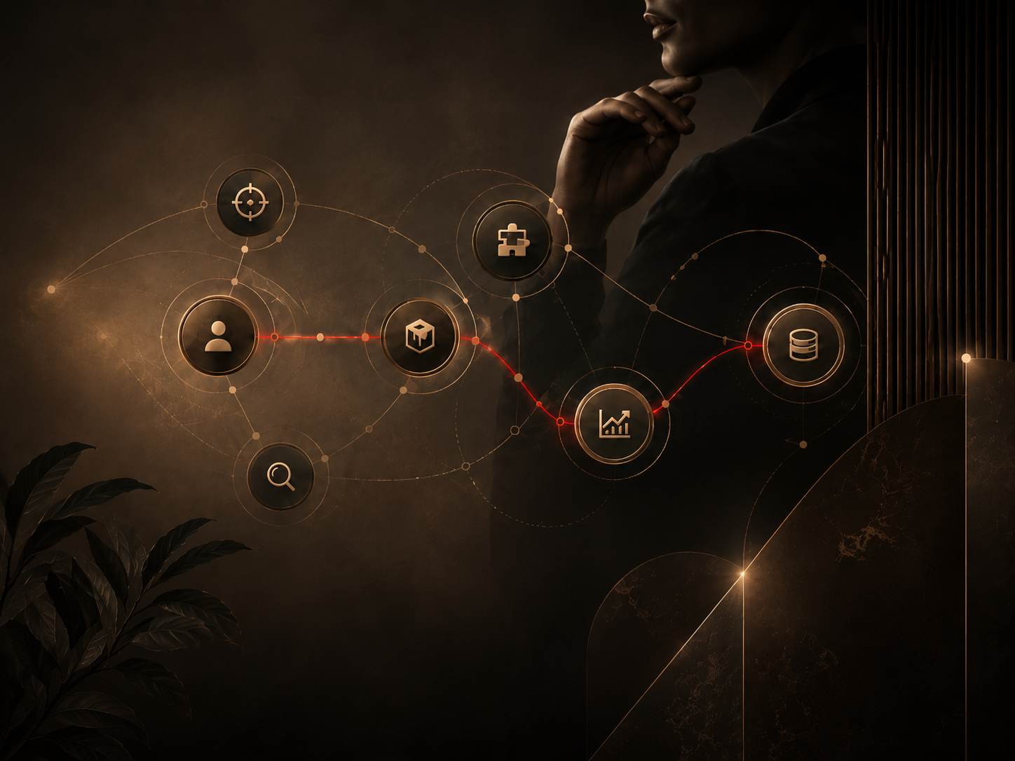 AI Sales Consultant — a strategist’s network of connected insight nodes